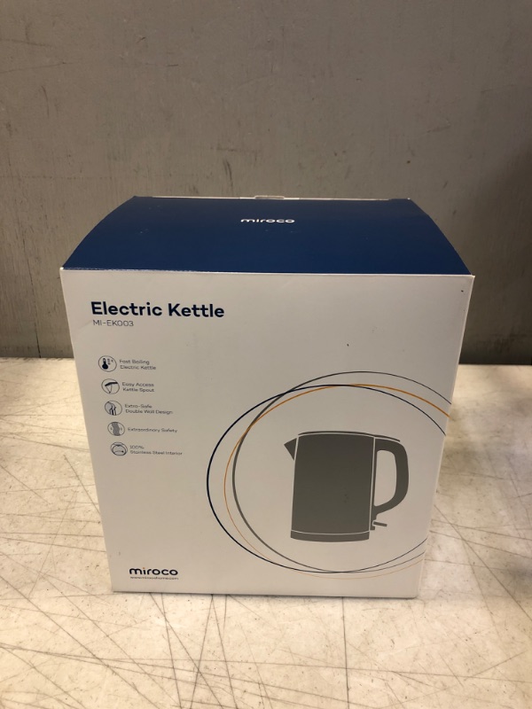 Photo 2 of Electric Kettle, Double Wall 100% Stainless Steel Cool Touch Tea Kettle with 1500W Fast Boiling Heater, Auto Shut-Off & Boil Dry Protection, BPA-Free, White