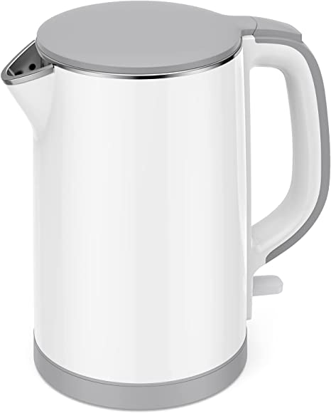 Photo 1 of Electric Kettle, Double Wall 100% Stainless Steel Cool Touch Tea Kettle with 1500W Fast Boiling Heater, Auto Shut-Off & Boil Dry Protection, BPA-Free, White