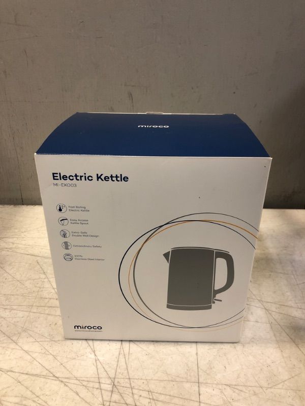 Photo 2 of Electric Kettle,1.5L Double Wall 100% Stainless Steel BPA-Free Cool Touch Tea Kettle with Overheating Protection, Cordless with Auto Shut-Off Black