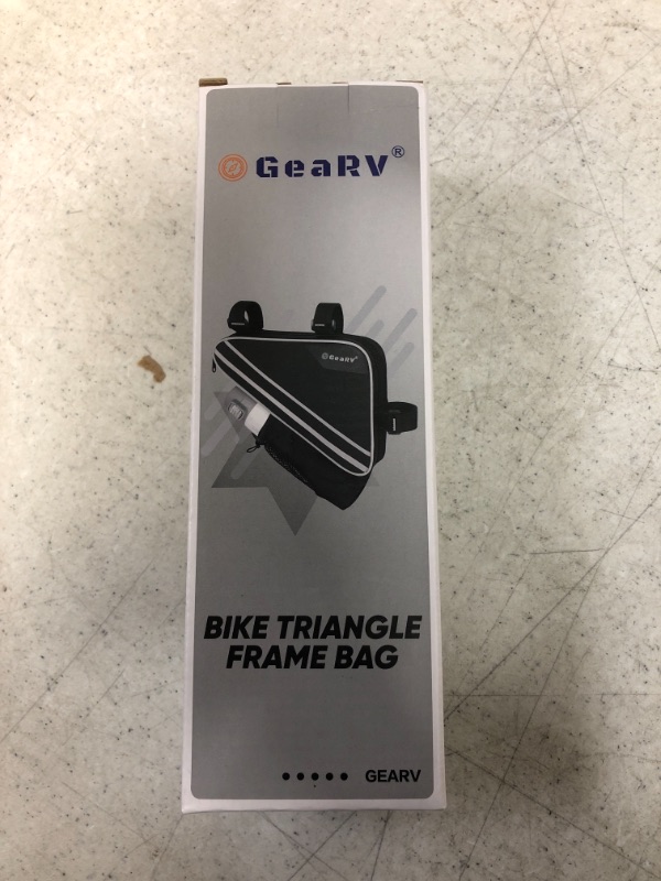 Photo 2 of GEARV Bike Accessories Triangle Bag, Bike Bags with Bike Water Bottle Holder and Reinforced PE Frame for Storage Oxford Black