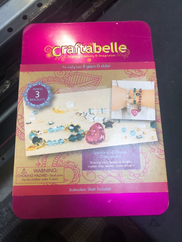 Photo 2 of Craftabelle – Sparkle and Charm Creation Kit – Bracelet Making Kit – 141pc Jewelry Set with Crystal Beads – DIY Jewelry Sets for Kids Aged 8 Years +