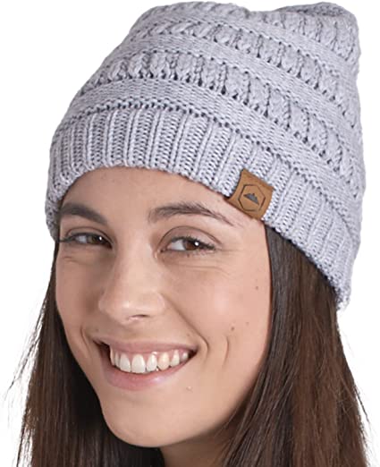 Photo 1 of Tough Headwear Womens Beanie Winter Hat - Warm Chunky Cable Knit Hats - Soft Stretch Thick Cute Knitted Cap for Cold Weather
