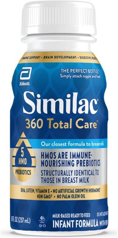 Photo 1 of 
Similac 360 Total Care Infant Formula, with 5 HMO Prebiotics, Our Closest Formula to Breast Milk, Non-GMO, Baby Formula, Ready-to-Feed, 8 Fl Oz (Pack of 24)