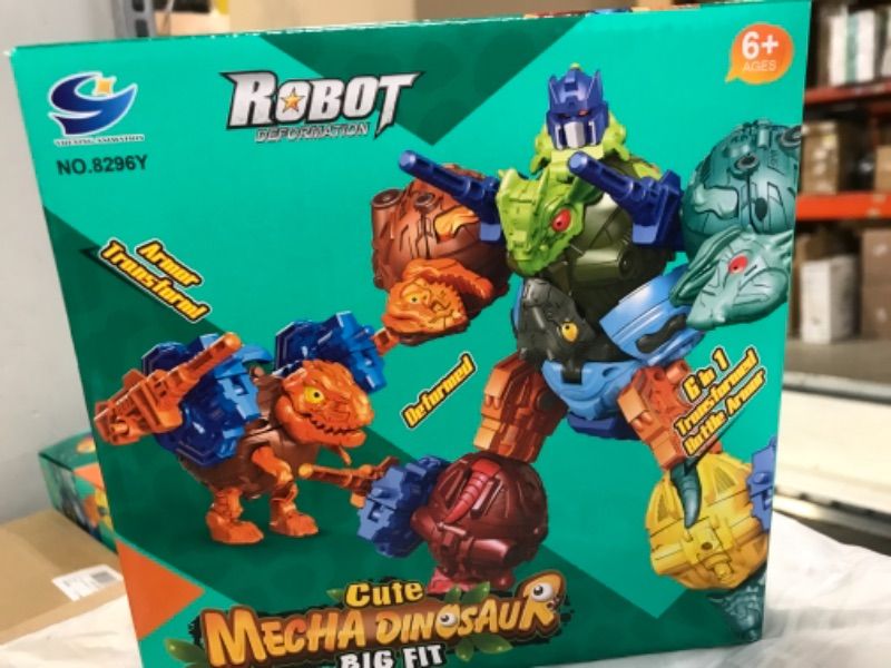 Photo 2 of 6 Pack Dinosaur Eggs Transformer Toy, Dino Eggs Convert into Dinosaurs Action Figures, All Dinosaurs Can Combine as One Big Armor Dino Warrior, Collectible Deformation Dinobots for Boys Girls
