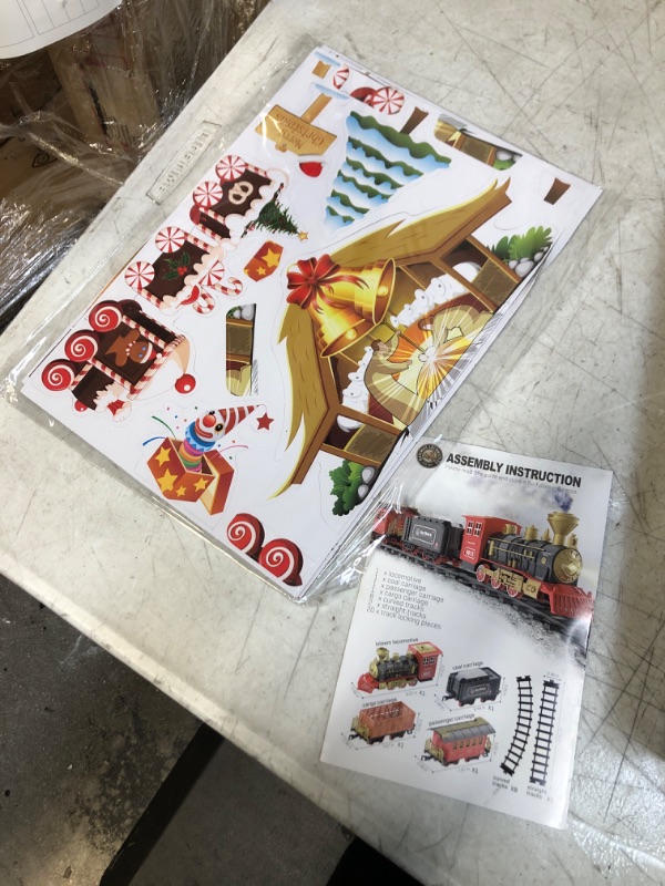 Photo 1 of Hot Bee Train Set - Train Toys for Boys Girls w/ Smokes, Lights & Sound, Railway Kits, Toy Train w/ Steam Locomotive Engine, Cargo Cars & Tracks, Christmas Gifts for 3 4 5 6 7 8+ Year Old Kids Red ** MISSING PCS UNKNOWN ** 