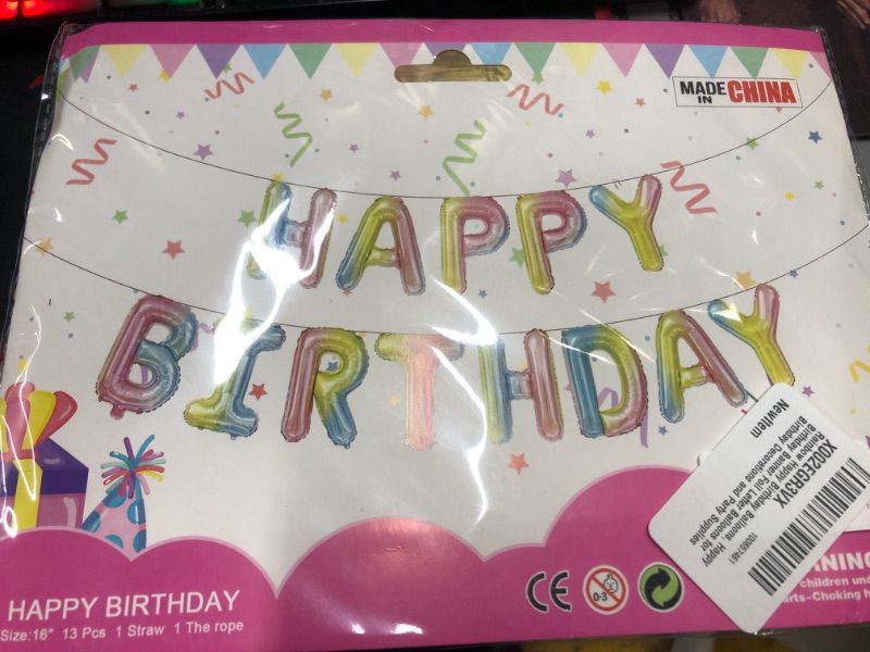 Photo 1 of Rainbow Happy Birthday Balloons, Happy Birthday Banner Foil Letter Balloons for Birthday Decorations and Party Supplies