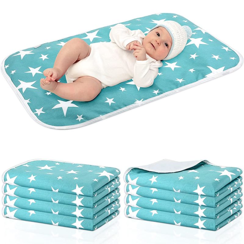 Photo 1 of 8 Pack Waterproof Diaper Changing Pad Portable Toddler Diaper Changing Pad Foldable Baby Changing Pad Travel Changing Pad 27.6 x 19.7 in Changing Pad Liner Washable Mattress Pad for Baby (Green)
