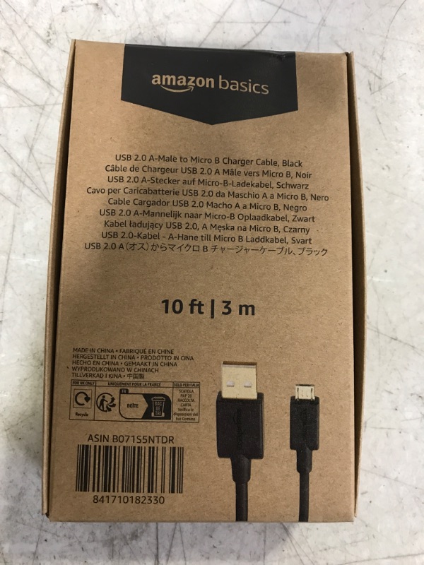 Photo 2 of Amazon Basics USB 2.0 A-Male to Micro B Cable, 10 feet, Black