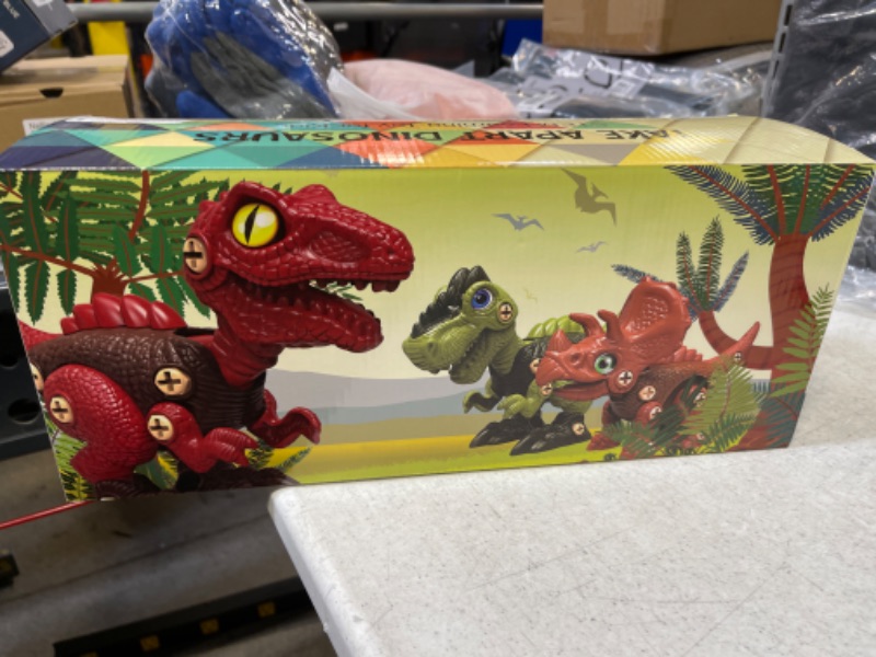 Photo 2 of 3 Pcs Take Apart Dinosaur Toys for 3 4 5 6 7 Year Old Boys Birthday Gifts with Dinosaur Eggs, Kids STEM Toys Dinosaur Toys for Kids 3-5 5-7 with Electric Drill