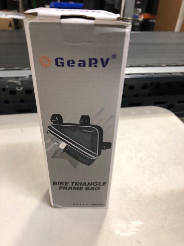 Photo 1 of GEARV Bike Accessories Triangle Bag, Bike Bags with Bike Water Bottle Holder and Reinforced PE Frame for Storage Carbon Fiber Texture Black
