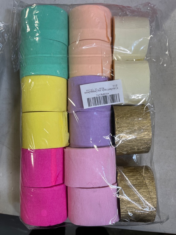 Photo 2 of 16 Rolls Crepe Paper Streamers, 8 Colors Pastel Streamers Party Supplies for Birthday Party Baby Shower Wedding Ceremony Various Large Festivals Decoration 16PCS-Pastel