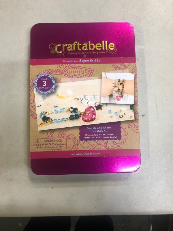 Photo 2 of Craftabelle – Sparkle and Charm Creation Kit – Bracelet Making Kit – 141pc Jewelry Set with Crystal Beads – DIY Jewelry Sets for Kids Aged 8 Years +