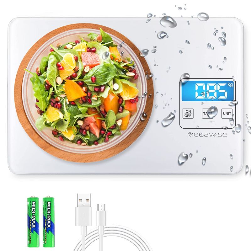 Photo 1 of 
MegaWise Precision Food Scale, 33lb Waterproof Rechargeable Digital Kitchen Scale, 1g/0.04oz Precise Graduation, Weight Grams and Ounces for Cooking Baking, 5 Units Conversion, Tare Function