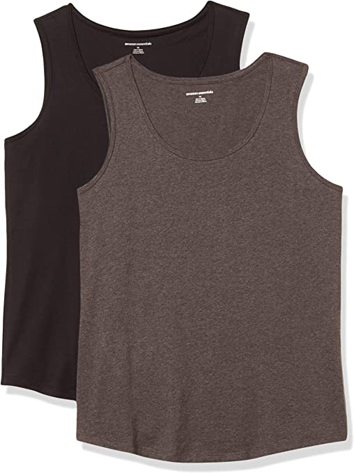 Photo 1 of Amazon Essentials Women's 2-Pack Classic-Fit 100% Cotton Sleeveless Tank  SIZE S 
