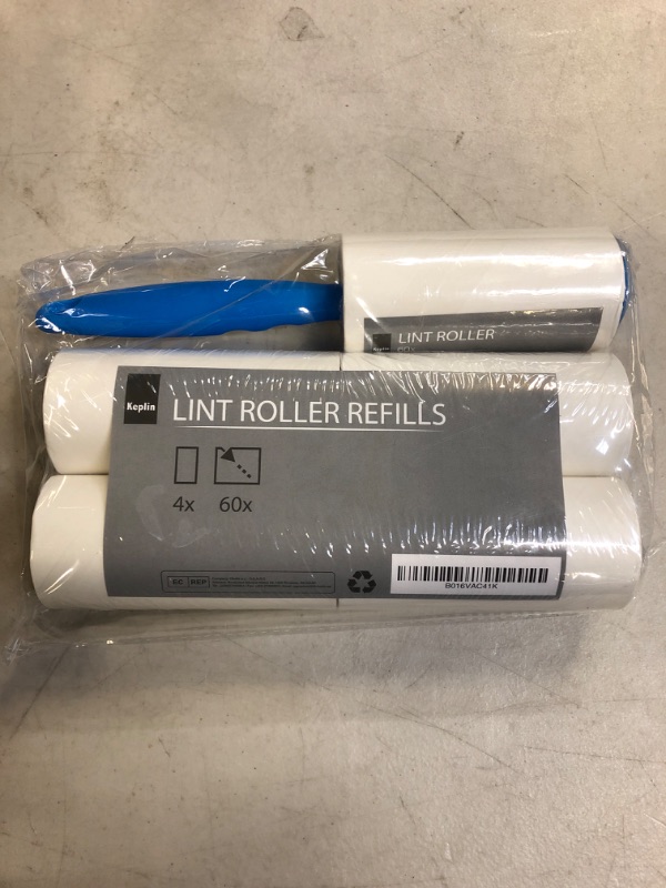 Photo 1 of KEPLIN Lint Roller - Including 4 x Sticky Roller Replacement Heads, Quick and Easy to Use Lint Rollers, Pet Hair Remover, Removes Dust and Fluff from Garments, Furniture and Car Seats  -- FACTORY SEALED --