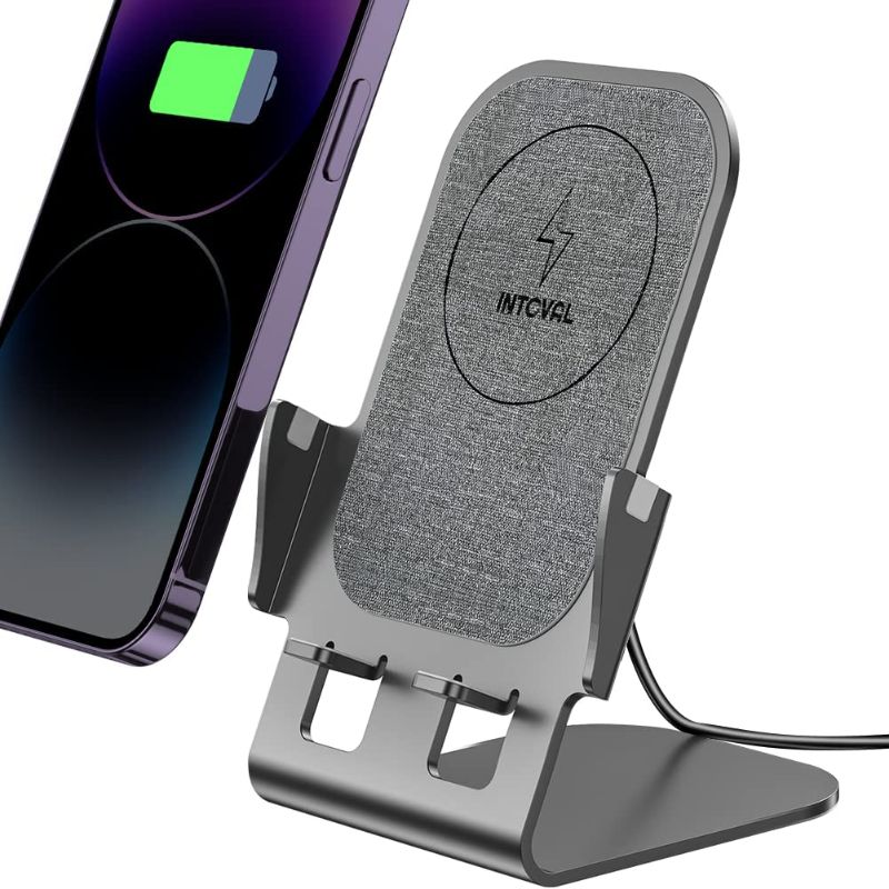 Photo 1 of Intoval Fast Wireless Charger Stand, for iPhone 14/14 Pro/14 Pro Max/13/12/SE/11/XS/XR/X Samsung Galaxy S22/S21/S20/S10/S9/S8/Note 20 Ultra/10/9 and Other Wireless Charging Phones(Y3,Grey)  -- FACTORY SEALED --
