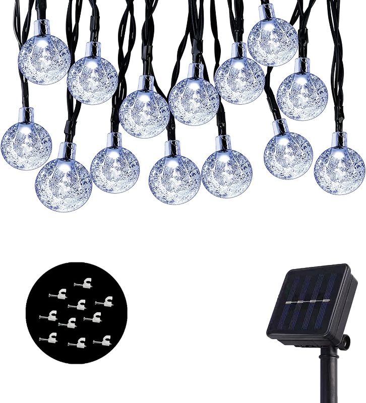 Photo 1 of LIANLEBIN Solar String Lights Outdoor 50LDE Crystal Globe Fairy Light 8Modes 7M/24Ft Waterproof Shatterproof Solar Powered Patio Lights Suitable for Outdoor Garden ?Cool White? -- FACTORY SEALED  --
