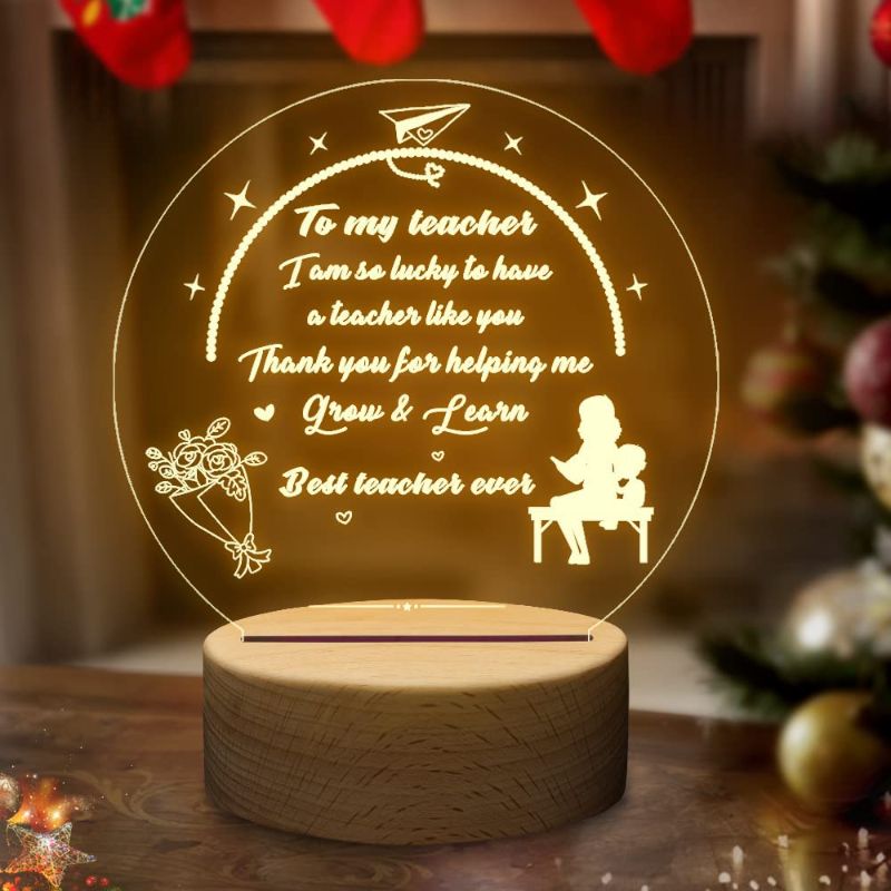 Photo 1 of Teachers Appreciation Gifts, Engraved Night Lamp Gifts from Students, Colorful Night Table Lamp Gift for Back to School Gift, Teacher's Day, Christmas
