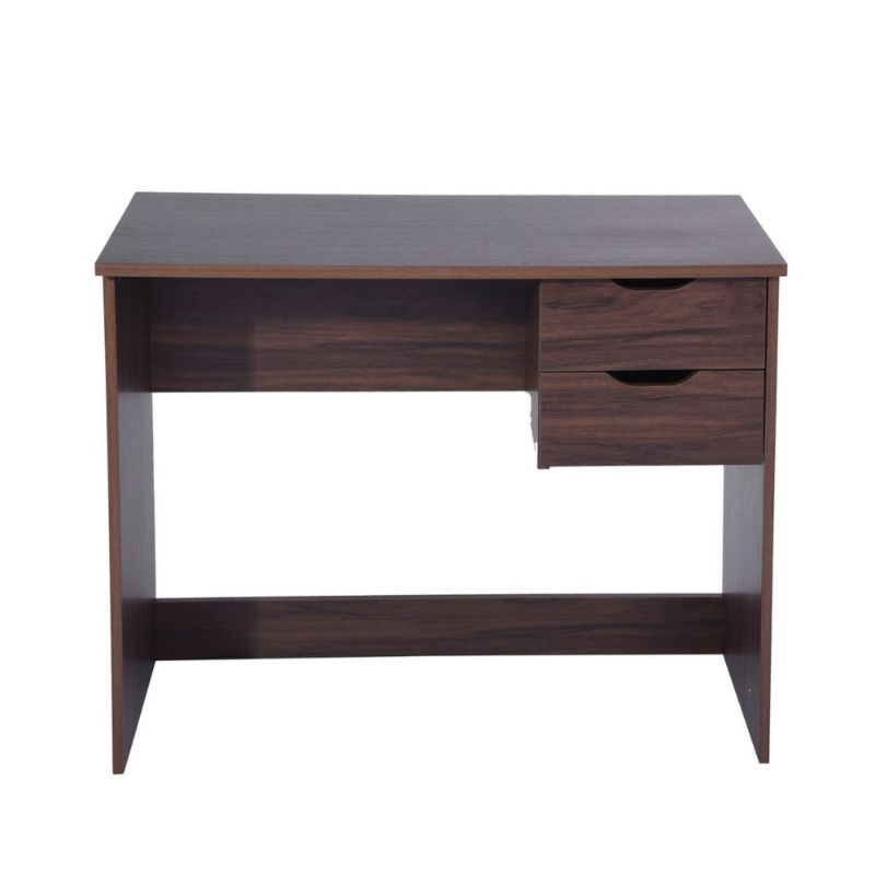 Photo 1 of Homy Casa Waston 35.4 in. Rectangular Walnut Wood 2-Drawer Writing Desk