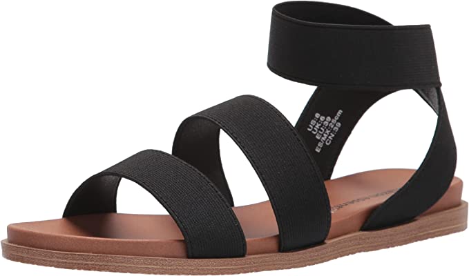 Photo 1 of Amazon Essentials Women's Strappy Elastic Sandal - SIZE 7.5 - BLACK -