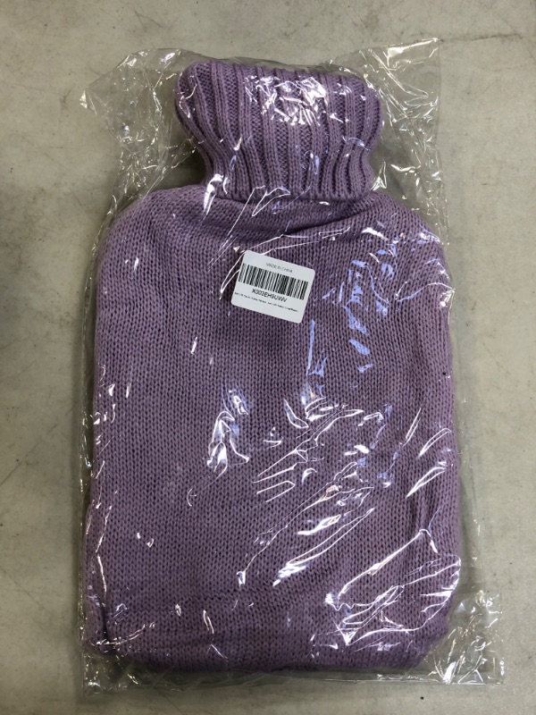 Photo 2 of BAYUTE Classic Rubber Transparent Hot Water Bottle 2L High Density with Knitted Cover (Purple)