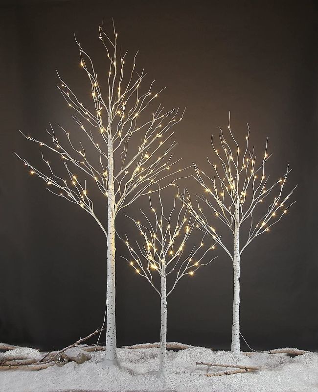 Photo 1 of 
LIGHTSHARE 4 feet 6 feet and 8 Feet Birch Tree,Warm White, for Home,Pack of 3, Festival, Party, and Christmas Decoration, Indoor and Outdoor Use