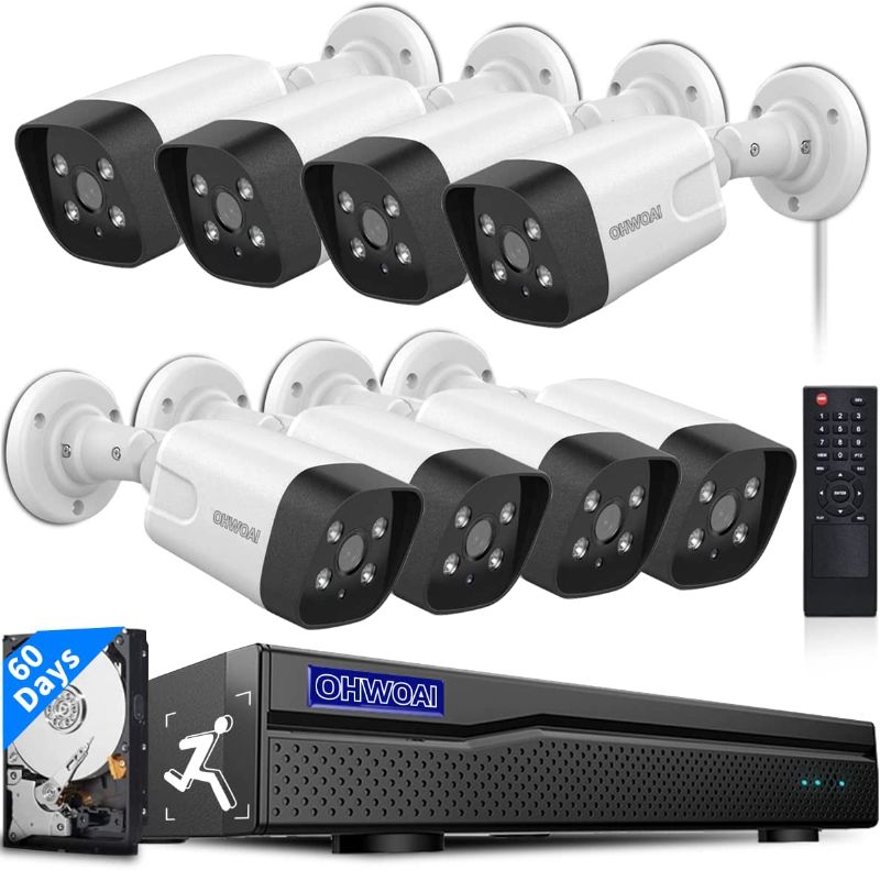 Photo 1 of [100 ft Super Night Vision & 2 Way Audio] Outdoor POE Security Camera System, Wired Surveillance Video Camera System, 8MP 8-Channel POE NVR, 8pcs 4K 8.0MP 2160P POE Cameras
