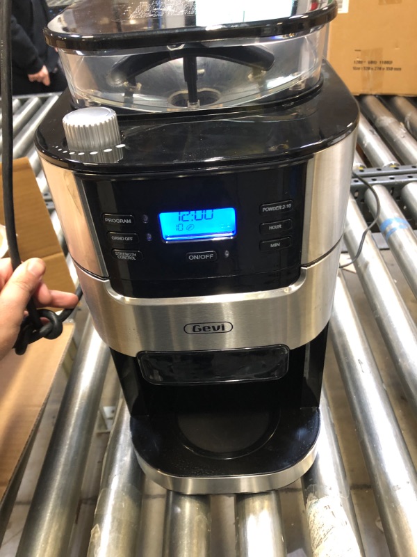 Photo 1 of 10-Cup Drip Coffee Maker, Grind and Brew Automatic Coffee Machine with Built-In Burr Coffee Grinder, Programmable Timer Mode and Keep Warm Plate, 1.5L Large Capacity Water Tank,900W, Black (Aluminum, 10 Cup)
