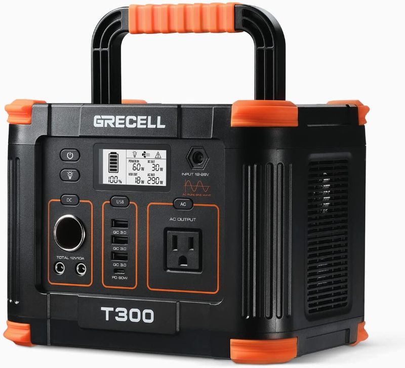 Photo 1 of 
Portable Power Station 300W, GRECELL 288Wh Solar Generator with 60W USB-C PD Output, 110V Pure Sine Wave AC Outlet Backup Lithium Battery for Outdoors...