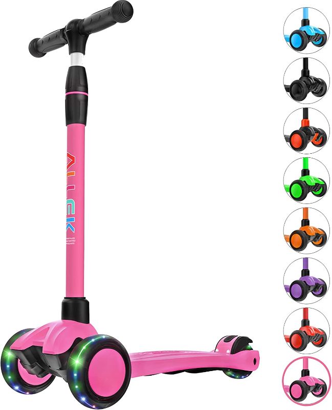 Photo 1 of 
Allek Kick Scooter B03, Lean 'N Glide 3-Wheeled Push Scooter with Extra Wide PU Light-Up Wheels, Any Height Adjustable Handlebar and Strong Thick Deck...