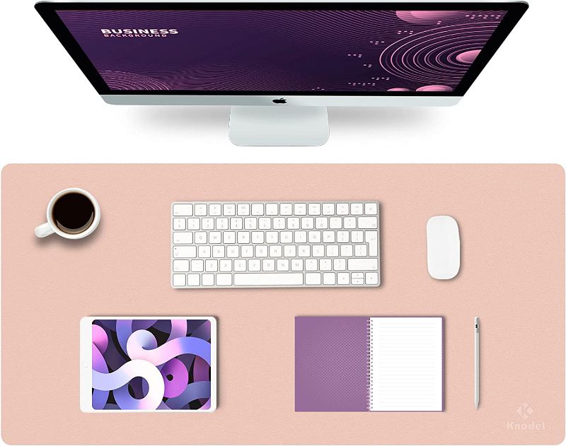 Photo 1 of K KNODEL Desk Mat, Mouse Pad, Desk Pad, Waterproof Desk Mat for Desktop, Leather Desk Pad for Keyboard and Mouse, Desk Pad Protector for Office and Home (Pink, 31.5" x 15.7")