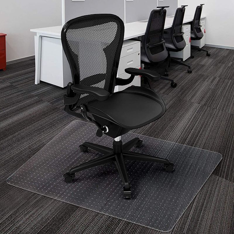 Photo 1 of Azadx Clear Office Chair Mat for Low, Standard and No Pile Carpeted Floors, Plastic Computer Desk Chair Mat on Carpet for Easy Rolling, Durable Carpet Protector Mat (30 x 48'' Rectangle)