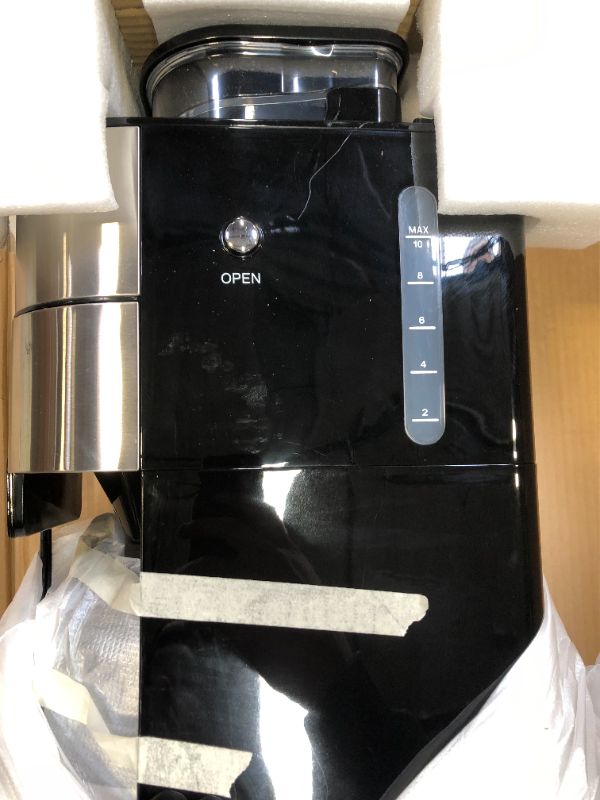Photo 1 of 10-Cup Drip Coffee Maker, Grind and Brew Automatic Coffee Machine with Built-In Burr Coffee Grinder, Programmable Timer Mode and Keep Warm Plate, 1.5L Large Capacity Water Tank Black3