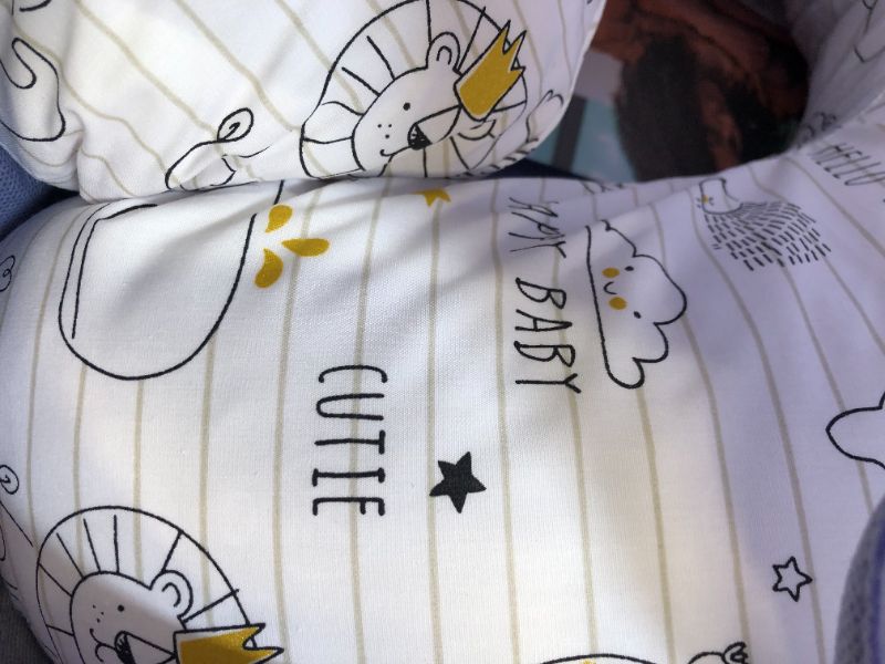 Photo 3 of Boppy Nursing Pillow and Positioner - Original, Notebook Black and White with Gold Animals, Breastfeeding, Bottle Feeding, Baby Support, with Removable Cotton Blend Cover, Awake-Time Support