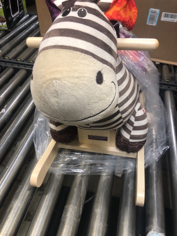 Photo 2 of B. toys by Battat Kazoo Wooden Rocking Zebra – Rodeo Rocker – Plush Ride On Zebra Rocking Horse for Toddlers and Babies 18m+, B. Rocking Zebra , White Kazoo the Zebra!