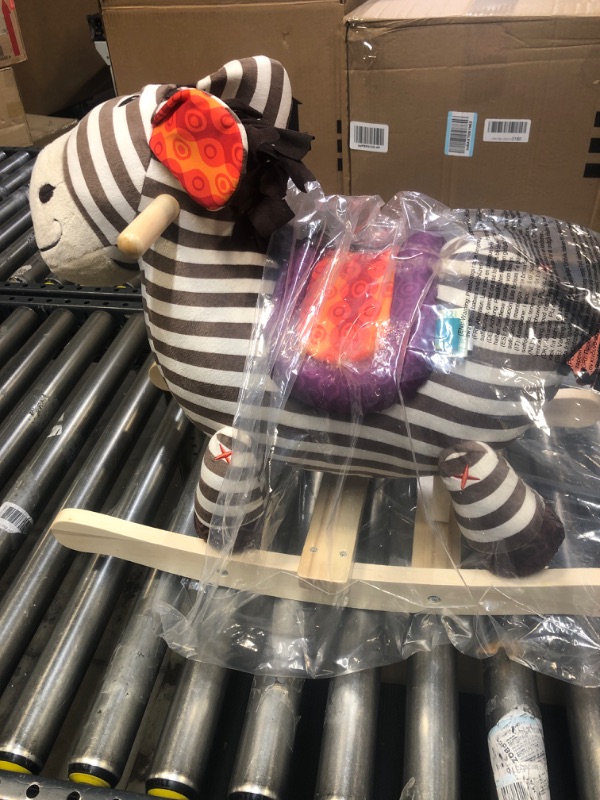 Photo 3 of B. toys by Battat Kazoo Wooden Rocking Zebra – Rodeo Rocker – Plush Ride On Zebra Rocking Horse for Toddlers and Babies 18m+, B. Rocking Zebra , White Kazoo the Zebra!