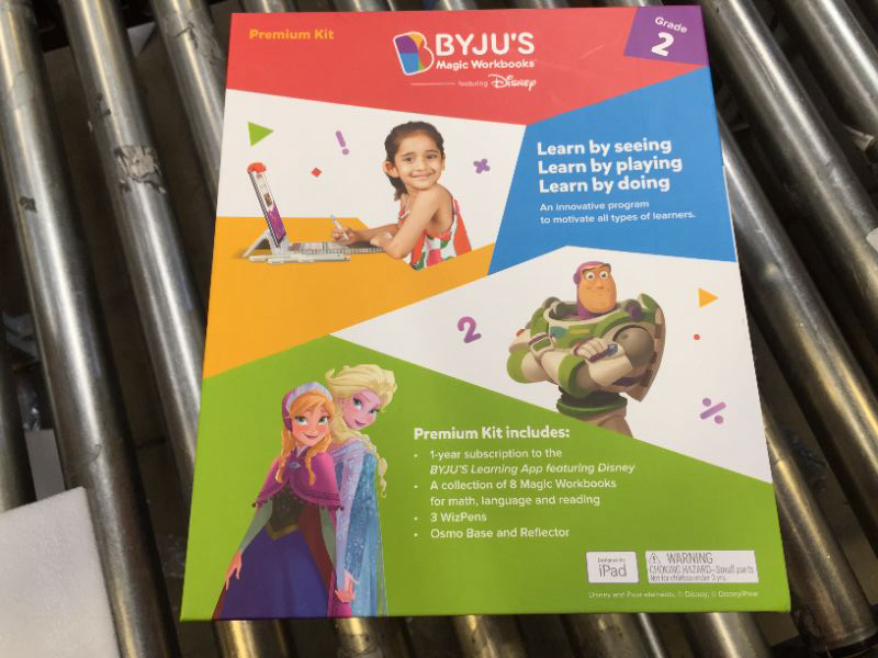 Photo 2 of BYJU’S Learning Kits: Disney, 2nd Grade Premium Edition (App + 8 Workbooks) Ages 6-8, Featuring Disney & Pixar Characters - Learn Grammar, Multiplication/Division & Writing - Osmo iPad Base Included iPad 2nd Grade