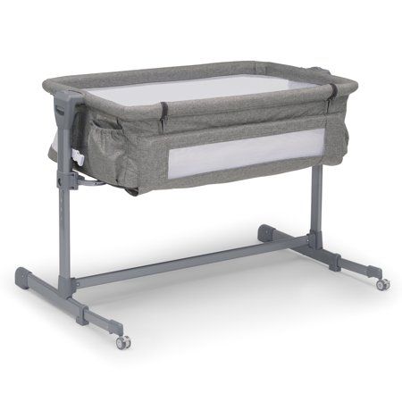 Photo 1 of Delta Children Close2Me Bedside Baby Bassinet Sleeper with Breathable Mesh and Adjustable Heights - Extra Wide Lightweight Portable Crib Grey