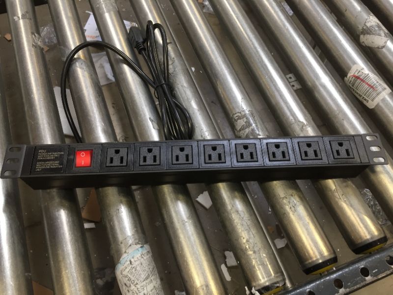 Photo 2 of BTU Power Strip Surge Protector Rack-Mount PDU, 8 Right Angle Outlets Wide-Spaced, Mountable Power Strip Heavy Duty for Server Racks, Commercial, 160 Joules, 15A/125V, 6FT SJT 14AWG Power Cord, Black 1 Pack Black