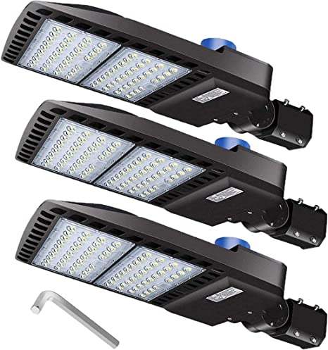 Photo 1 of 3 Pack LED Parking Lot Lights 200W Adjustable with Photocell Slip Fitter 26000lm Outdoor Dusk to Dawn Commercial Shoebox Pole Lighting Flood Security Lamp for Street Area Stadium Roadway 5000K
