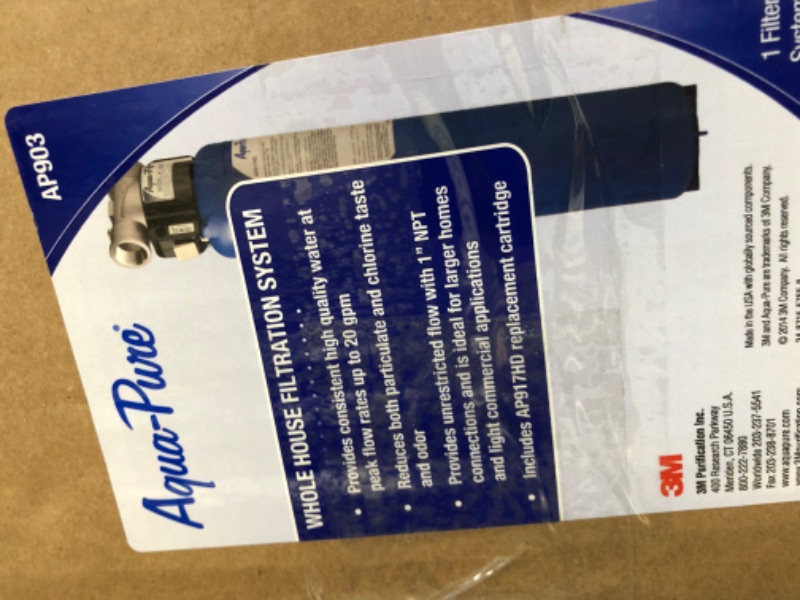Photo 1 of 3M Aqua-Pure Whole House Sanitary Quick Change Water Filter System AP903, Reduces Sediment, Chlorine Taste and Odor Water Filtration System Filter System