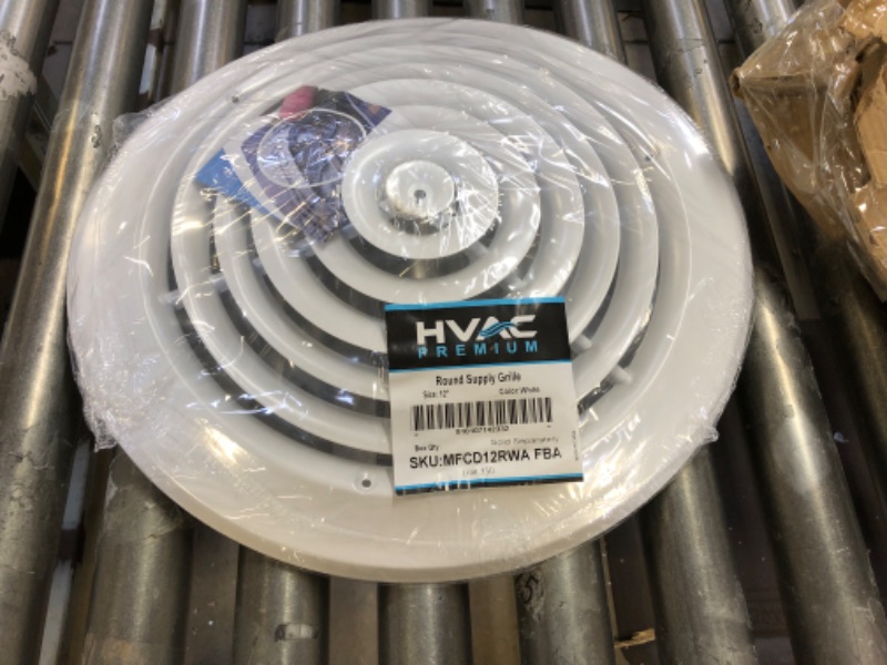 Photo 1 of 12" Round Ceiling Diffuser - Easy Air Flow - HVAC Vent Duct Cover [White] - [Outer Dimensions: 15.75"]
