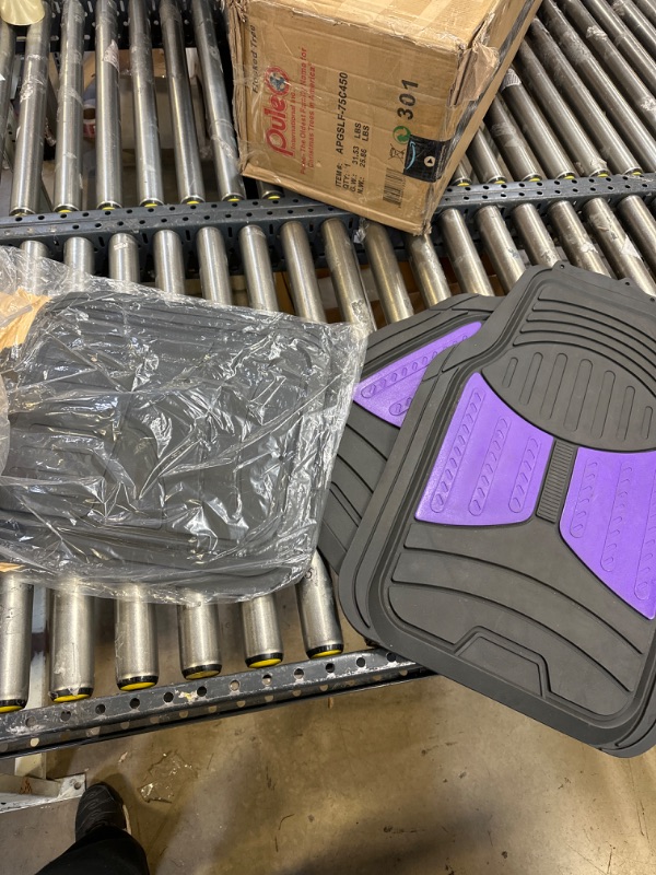 Photo 2 of Automotive Floor Mats Purple Climaproof for All Weather Protection Universal Fit Heavy Duty Rubber fits Most Cars, SUVs, and Trucks, Full Set Trim to Fit FH Group F11313PURPLE--------item is lightly used clean before setting in car 