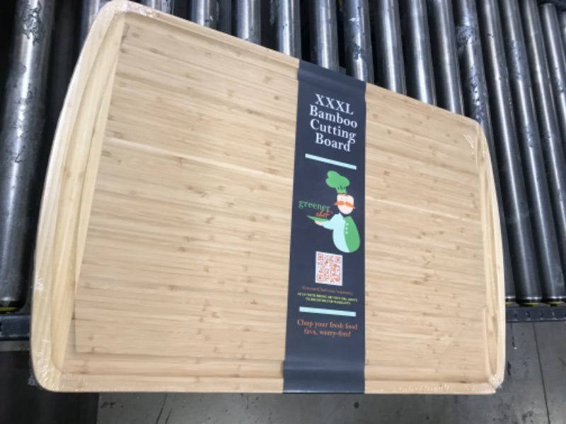 Photo 2 of 30 x 20 Bamboo Extra Large Cutting Board - Wooden Stove Top Cover Noodle Board - Meat Cutting Board for BBQ - Turkey Carving Board - Extra Large Charcuterie Board - Over the Sink Cutting Board 3XL - 30 x 20 Inches Two-Tone