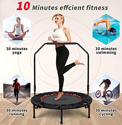 Photo 1 of 40" Trampoline for Kids Adults Indoor Small Trampoline Rebounder with Adjustable Foam Handle,Exercise Fitness Trampoline
