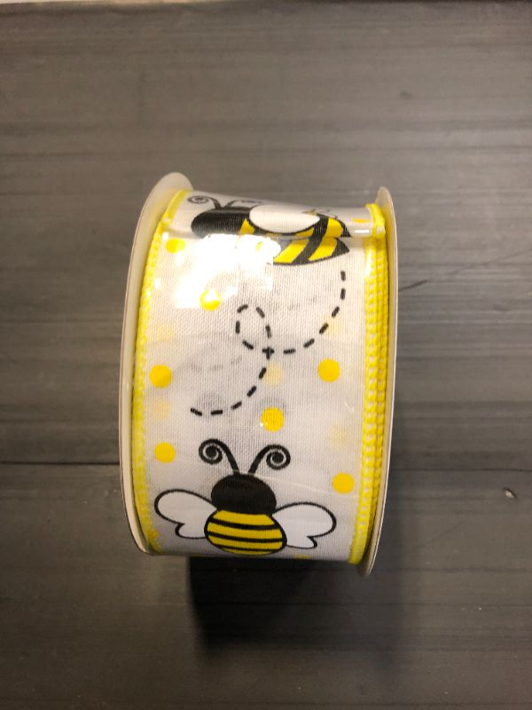 Photo 4 of 2.5" Bumblebee Royal Ribbon: White (10 Yards)