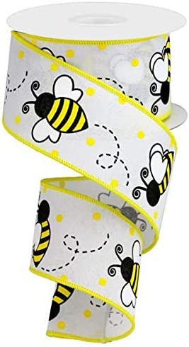 Photo 1 of 2.5" Bumblebee Royal Ribbon: White (10 Yards)