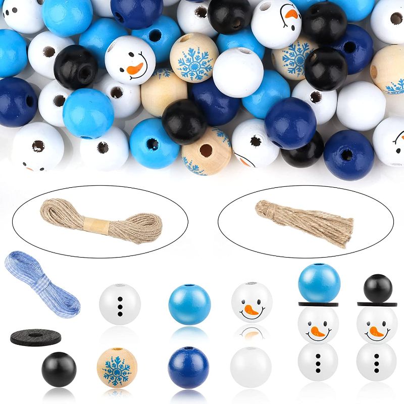 Photo 1 of 150 Pieces 16 mm Christmas Wooden Beads Set for Jewelry Making
