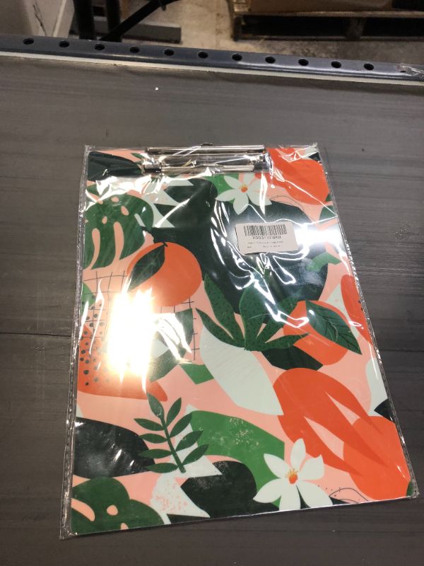 Photo 2 of Plastic Clipboard, Orange Floral - SEALED / UNOPENED
