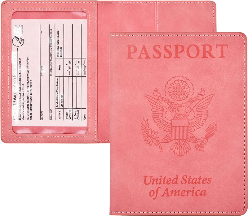 Photo 1 of 2 PACK  Passport and Vaccine Card Holder Combo  Pink
